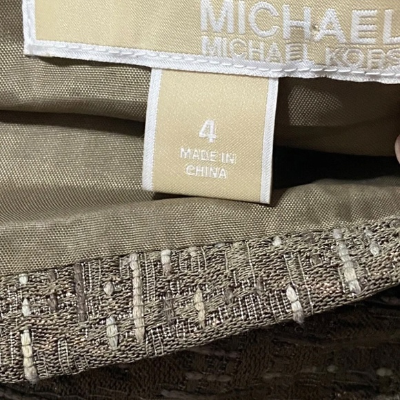 Michael by Michael Kors Gold Metallic  Sheath Dress with Floral Detail. Sz 4 - Picture 8 of 8